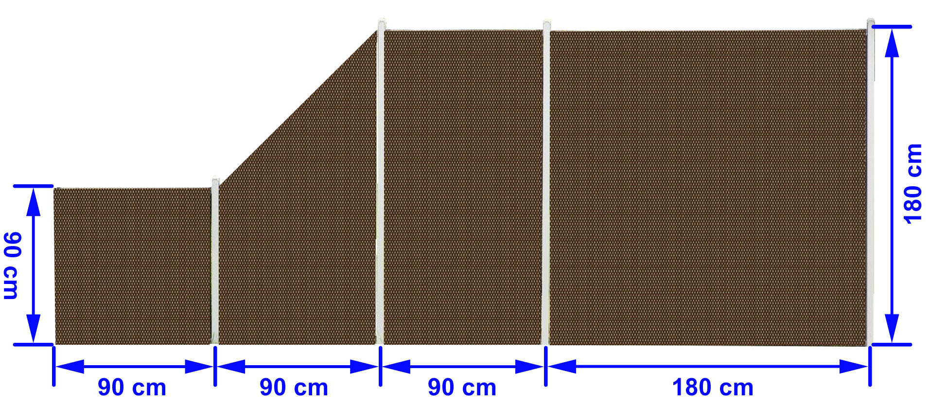 Płot Panelowy Jednostronny 180x180cm Technorattan – kolor brąz jasny+ciemny